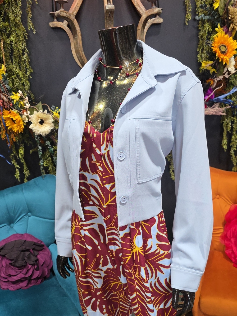 Bohme Light Blue Cropped Blazer Jacket